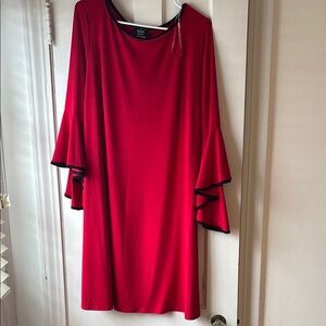 Kasper Red Sheath Dress with 3/4 Bell Sleeves for Cocktail